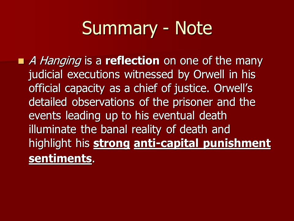 George Orwell ~ 'A Hanging' Analysis